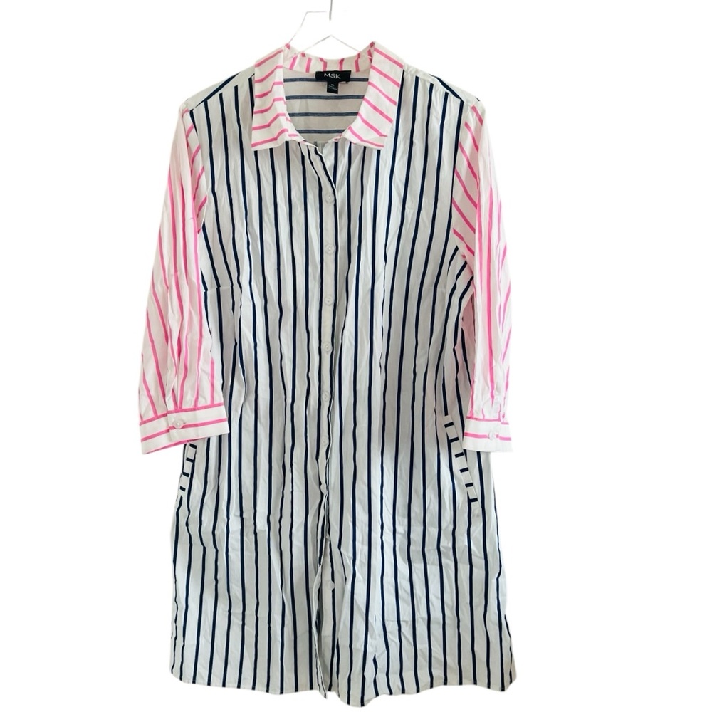 MSK Striped Button-Up Dress